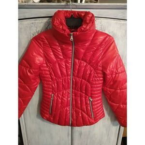 Guess Size Red Long Sleeve Puffer Small Jacket